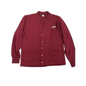 Vintage TWA Burgandy Cardigan by Rodes Size Medium